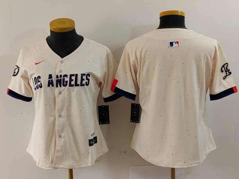 Womens Los Angeles Dodgers Blank Cream 2024 City Connect Limited Stitched Jersey->mlb womens jerseys->MLB Jersey